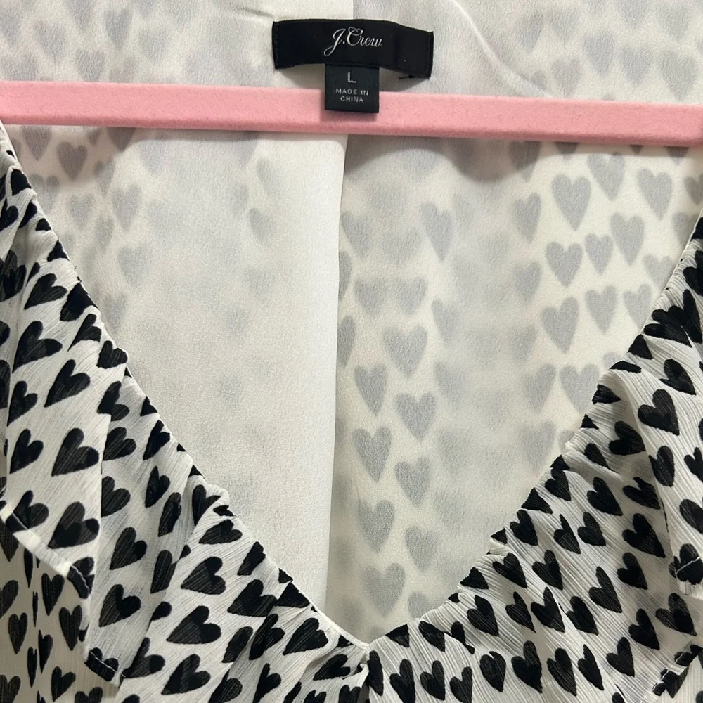 J.Crew Ruffleneck Hearts Blouse Size L - Picture 2 of 4